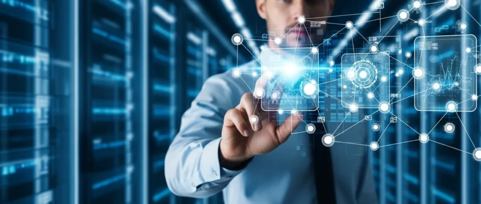 Digital visualization of adaptive network control optimizing data flow for next-gen global connectivity.
