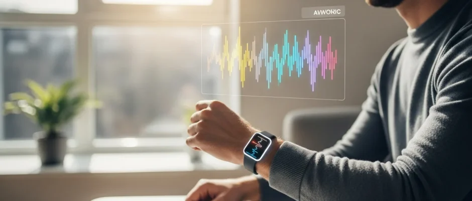 A man tracks health data showing how has the development of technology positively affected our wellness.