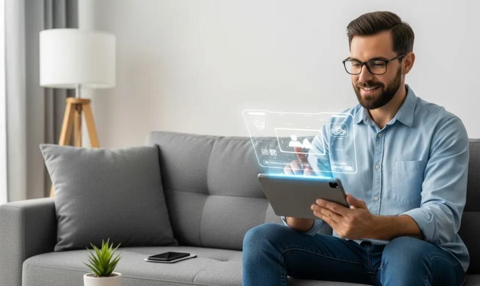 A man using a digital therapy app on his smartphone, showcasing the latest mental health tech news and innovations.