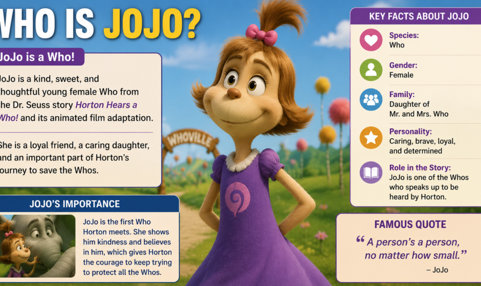 A keyword research dashboard showing search volume and difficulty for "who is jojo from horton hears a who."